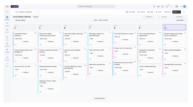 Connected content calendar